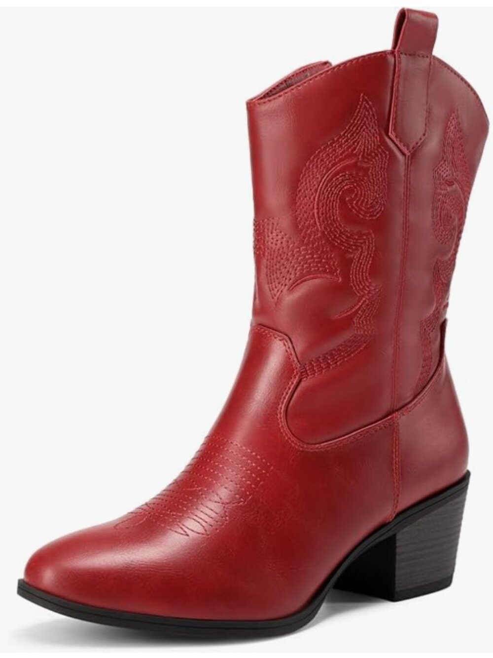 DREAM PAIRS Cowboy Boots for Women, Mid Calf Cowgirl Boots with Embroidery Round